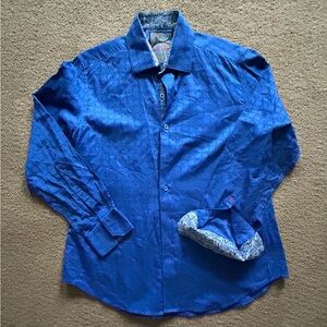 Robert Graham Men's Long Sleeve Button-Up Shirt XL Blue
